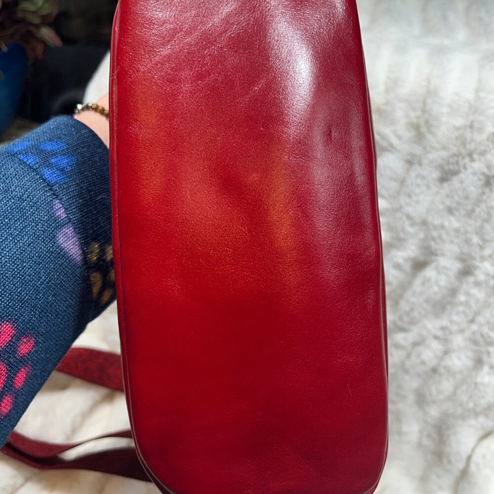 EUC Patricia Nash Valenza Red Leather Crossbody - Embossed Strap - Picture 5 of 12